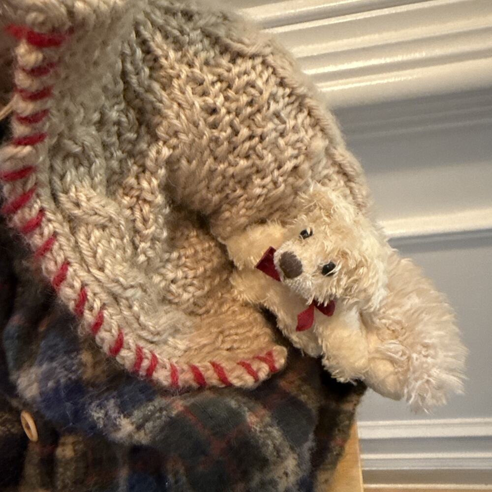 Russ Berrie Cosette Bear w Baby Plush Knit Sweater Plaid Dress 18” - Picture 3 of 9